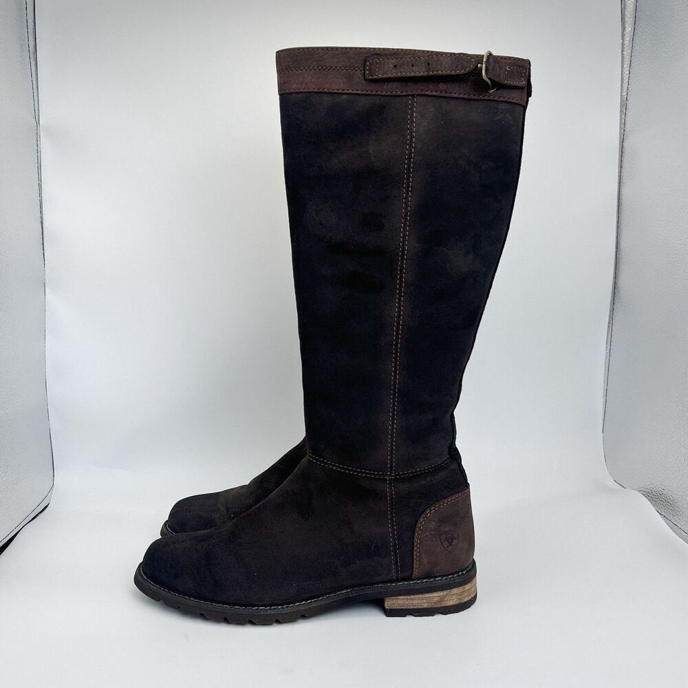 Ariat Creswell Tall Riding Boots Womens Sz 7.5 B Brown Suede H20 Waterproof - Picture 2 of 9